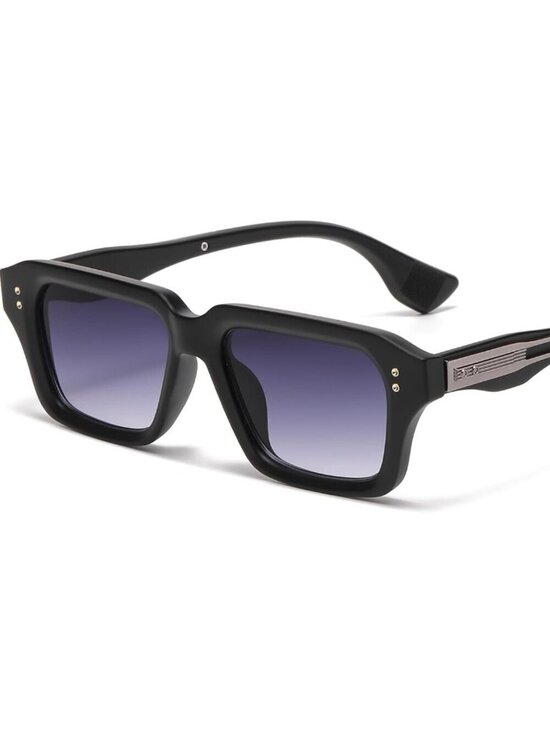 Retro Rectangle Matte Black Sunglasses Men Women Fashion  display picture 2